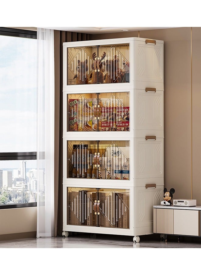 إيه تي إم خزانة تخزين متعددة الأغراض بأربع طبقات مع أبواب شفافة - 60x34x133 سم - Image 1